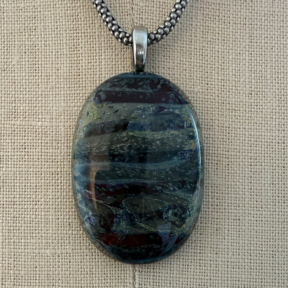 STERLING SILVER 92.5% Popcorn Chain with Resin Pendant